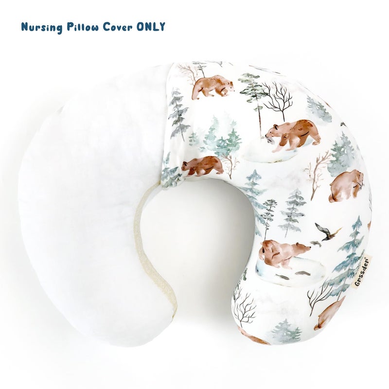 GRSSDER Nursing Pillow Cover, Stretchy Soft Minky Fabric Covers, Fit Most Nursing Support Pillows for Breastfeeding, Comfortable Safe Pillow Cover, Stylish Cute Bear Pattern - Image 5